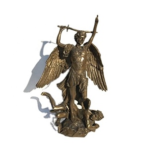 Acabado de bronce antiguo, estatua de resina fundida en frío de San Miguel Arcángel, armadura de batalla, escultura de impresión Digital, logotipo personalizado - Product Image 1