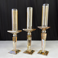 3pcs eines Sets Champagner Gold Glas Kristall Kerzenhalter mit Glasrohr MH-Z0505