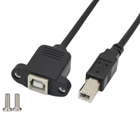 Câble de données USB 2.0 en cuivre pur OEM/ODM, USB Type B mâle vers femelle avec adaptateur de montage sur panneau pour imprimante, terminal de point de vente, scanner