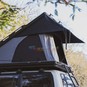 Camping Hardshell Car Rooftop Carpa Aluminio 3 personas Senderismo al aire libre Roof Top Carpa Coche Triángulo Clamshell Hard Shell Roof Tent - Product Image 6