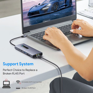Mở rộng Dock Type-C Gigabit cổng mạng 10-in-1 Hub HD HDTV chuyển đổi kết nối 4K 60 mở rộng <span class=keywords><strong>USB</strong></span> Hub - Product Image 5