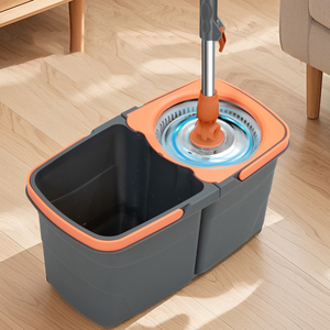 Balai à franges magique avec seau séparé pour eau propre et sale Tête rotative à 360 ° Balai à franges autonettoyant Ensemble de seaux pour le nettoyage à domicile - Product Image 2