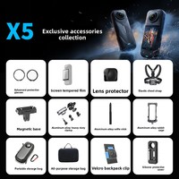 Kit d'accessoires pour Insta360 X5 : Protection d'objectif, film protecteur en verre trempé, cage en aluminium, étui de transport, batterie supplémentaire et support de fixation