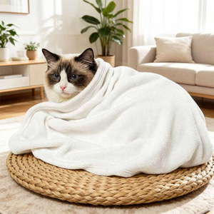 Couverture en flanelle vierge pour sublimation en gros, personnalisable DIY pour chats et chiens - Accessoires pour animaux de compagnie à transfert thermique, plaid doux en polaire - Product Image 3