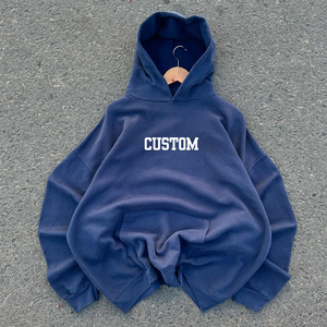 US/EU Size Custom Logo DTG Puff Embroidery Printed Hoodies Thick Cotton Terry Knitted Waterproof Feature