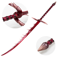 Épée décorative rouge de cosplay 125 cm, polie, pour collection, exposition, cadeau d'Halloween