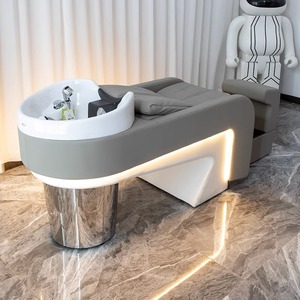 Modern Design High Quality Barbershop Commercial Furniture Shampoo <b>Bed</b> Lying Shampoo Chair with <b>LED</b> Lighting for Hair Salon - Product Image 4