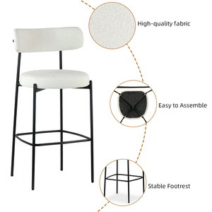 <span class=keywords><strong>Tabouret</strong></span> <span class=keywords><strong>de</strong></span> <span class=keywords><strong>bar</strong></span> moderne en bouclé <span class=keywords><strong>blanc</strong></span> Chaises <span class=keywords><strong>de</strong></span> <span class=keywords><strong>bar</strong></span> rembourrées à hauteur <span class=keywords><strong>de</strong></span> comptoir avec dossier et repose-pieds pour cuisine, salle à manger, <span class=keywords><strong>bar</strong></span> à la maison - Product Image 6