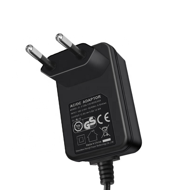 8V 1A 12W/13W EU Standard AC/DC Power Adapter Zhongli ABS Material Wall Plug Charger 100-240V AC Input Electronics
