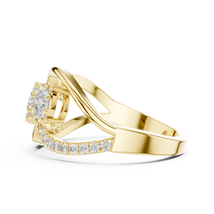 Anillo de Diamantes Dorado Brillante para Mujer, Elegante Joyería de Compromiso y Boda, Regalo Moderno para Uso Diario - Product Image 2
