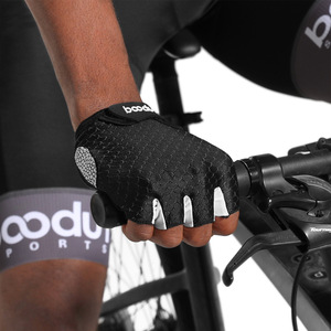 Boton Cycling Gloves <b>Half</b> Finger Non <b>Slip</b> Breathable Mesh Unisex Adult Summer Riding Gloves - Product Image 1