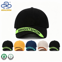 2026 Bestseller Schwarze 5-Panel 100% Polyester Velours Baseballkappe mit Neongrünem Brightshow-Druck Gestreift Unisex