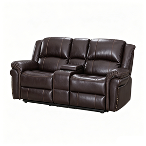 Conjunto de Sofás Reclinables de Cuero Sintético de Primera Calidad con Reposabrazos Acolchados y Patas de Madera Maciza para Muebles de Sala de Estar - Product Image 6