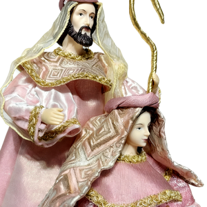 Set Presepe Natalizio <span class=keywords><strong>Rosa</strong></span> Glitterato - Statuine della Sacra Famiglia per Decorazioni Religiose Festive - Product Image 4