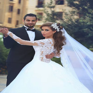 Offerta Speciale Abito <span class=keywords><strong>da</strong></span> <span class=keywords><strong>Sposa</strong></span> Musulmano di Lusso Personalizzato Stile Principessa con Maniche Lunghe <span class=keywords><strong>in</strong></span> <span class=keywords><strong>Pizzo</strong></span> e Perline MWB12 - Product Image 5