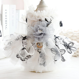 Vêtements pour animaux de compagnie, robe de mariée en dentelle de luxe, costume élégant de princesse pour petits chiens et chats, robe tutu florale exquise pour chien - Product Image 4