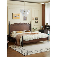 Lit double Yu Si Ke en chêne rouge français massif, lit moelleux, durable, luxueux, style vintage, confortable pour les chambres à coucher