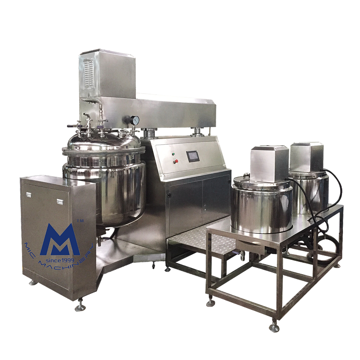 Автоматическая косметическая паста с высоким сдвигом, бак для лосьона и крема, вакуумный миксер, эмульгирующий гомогенизатор, машина