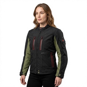 Chaqueta de Motocicleta Unisex, Manga Larga, Resistente al Viento, Diseño Color Block Negro y Verde Oliva, Ropa de Invierno para Motociclistas, 100% Algodón, Secado Rápido - Product Image 1
