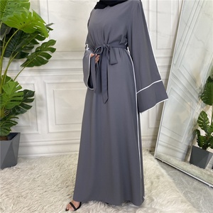 6472# Nida Abaya Solid Color White Border Detail Pray Islamic Women Abaya Muslim Dresses - Product Image 6