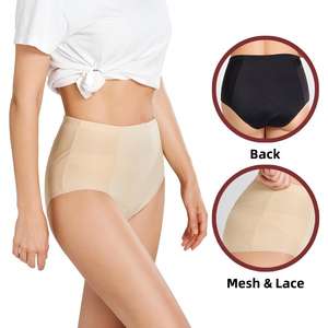 Ropa Interior Femenina de Cintura Alta, <span class=keywords><strong>4</strong></span> Colores, Certificación OEKO, Bambú Sin Químicos, Secado Rápido, <span class=keywords><strong>4</strong></span> Capas, Malla Transparente Lateral Anti-Fugas - Product Image 3