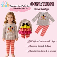 Ensemble 2 pièces décontracté pour filles, motif dinde de Thanksgiving, haut à manches longues doux à volants au dos et legging, imprimé personnalisé, boutique pour tout-petits