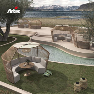 Artie High-End Tuinmeubelen Patio Tuinbank Waterdichte Ronde Modulaire Handgeweven Rattan Sofa Sets - Product Image 2