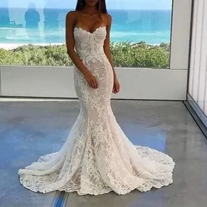 Wedding Ladies Sexy Dresses Bodycon Party Wear Solid Color Evening Dresses Women Tube Top Lace New Long Dresses