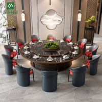 Neues Zeitgenössisches Hotel-Suite-Esszimmer-Set mit Stein-/Marmorplatte und Holzrahmen Lazy Susan VIP-Raum Automatischer Drehteller
