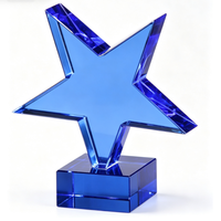 Trophée Étoile en Cristal Bleu Pas Cher en Gros, Impression UV Personnalisée du Logo, Récompense Étoile en Cristal Personnalisable, Fabrication sur Mesure