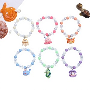 Pulsera Infantil de Acrílico con Cuentas de Animales Marinos de Dibujos Animados, Medusa, Cangrejo, Ballena, Linda Pulsera de Regalo al por Mayor - Product Image 1