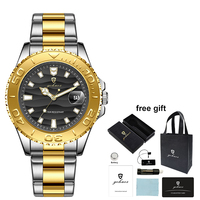 Montre-bracelet à quartz Gohuos 58818 tendance pour homme, en acier inoxydable, affichage automatique de la date, étanche, avec aiguilles lumineuses, montre de bureau