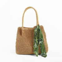 Sac fourre-tout en paille tressée pour femme, style bohème, avec fermeture magnétique, fait main, beige, pour l'été, la plage, les voyages, les vacances, le shopping