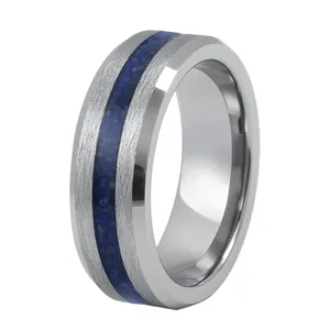 Wholesale titanium ring stainless steel black zirconium ring lapis lazuli mens wedding bands