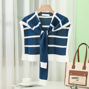 เสื้อปอนโชสำหรับผู้หญิงเสื้อสเวตเตอร์ถักลายทางสำหรับฤดูร้อน - Product Image 6