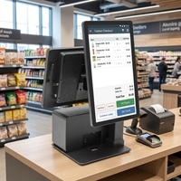 Système POS tout-en-un 15,6 pouces 1920x1080 alimenté par Intel Core, 16 Go de RAM, stockage SSD pour Windows 10/11, double écran, restaurant