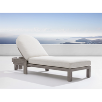 Chaise longue d'extérieur toutes saisons, fauteuil inclinable réglable en aluminium/bois avec coussin confortable
