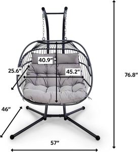 Danlong Modern Metal Twin Size Hanging Basket <strong>Double</strong> <strong>Egg</strong> <strong>Chair</strong> Swing with Stand and <strong>Cushions</strong> for Outdoor Use - Product Image 3
