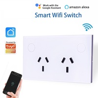 AU Standard Touch Sense Panneau de verre Double prise de courant Zigbee WiFi Prise murale Compatible Alexa Google Home Smart Socketv Saa