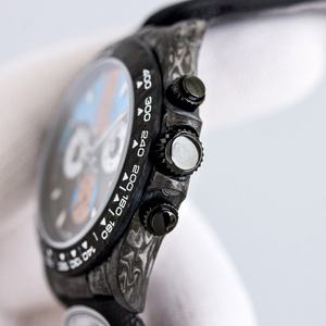 Montre mécanique multifonctionnelle de luxe de haute qualité, design racing, montre de sport ronde en fibre de carbone, étanche - Product Image 3