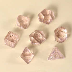 Juego de Dados Poliédricos de Amatista Natural Feeron de 7 Piezas, Dados de Juego de Rol de Mesa Ecológicos y Duraderos con Incrustaciones de Números Dorados - Product Image 2