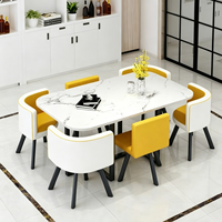Ensemble de table à manger rectangulaire minimaliste moderne, table et chaises de luxe léger pour réception, négociation et salle de réunion