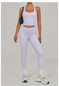 Ribbed tank Top Women High Waist Workout Leggings Yellow Sports Set Tights and <strong>Jeggings</strong> for Ladies - Product Image 4