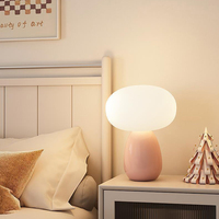 Mini lampe de table champignon avec base en céramique Pe Shade Dimmable Change Color Led Bedside Lamp for Living Room Bedroom Office