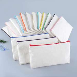 Letter Pattern Blank DIY Canvas Cotton Fashion Pencil <b>Case</b> <b>Makeup</b> Pouch Multi-Purpose Travel Toiletry Zipper Cosmetic Bag - Product Image 3