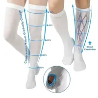 Chaussettes de compression mi-mollet en nylon et élasthanne, élastiques, anti-fatigue, pour le voyage, la grossesse et le soutien de la circulation, blanches, été