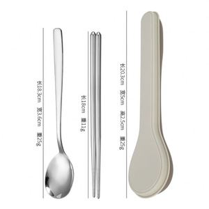 Ensemble de couverts de camping avec étui de rangement, couverts de voyage en acier inoxydable, cuillère et baguettes portables - Product Image 6