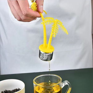 Mini dừa hình dạng cây Silicone trà Infuser chịu nhiệt teaware lỏng trà lọc lọc lọc với khay - Product Image 6