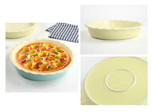 Plat à tarte en céramique en gros, en grès, résistant au four, au micro-ondes et au lave-vaisselle, antiadhésif, design côtelé, pour quiches et tartes - Product Image 2