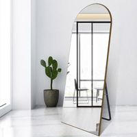 Miroir sur pied arqué contemporain tendance, fait main, écologique, personnalisé, en argent, pleine longueur 60*165cm